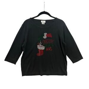 Holiday Christmas Grinch Rhinestone Merry Grinchmas Kitchsy Distinct Shirt Sz M